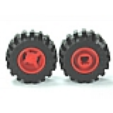 red wheel 11mm d x 12mm hole notched for wheels holder pin with black tire 21mm d x 12mm - offset tread small wide band around center of tread 6014b 87697