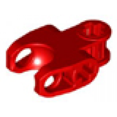 red technic axle connector 2 x 3 with ball joint socket - closed sides angled forks with closed axle holes