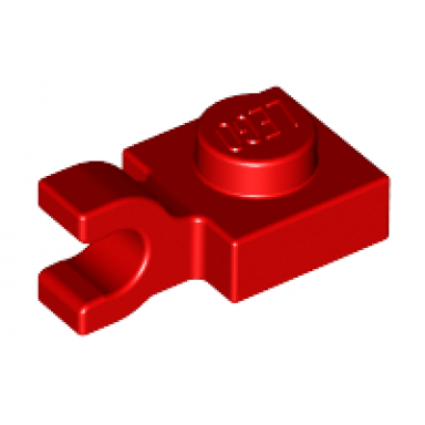 red plate modified 1 x 1 with u clip horizontal grip