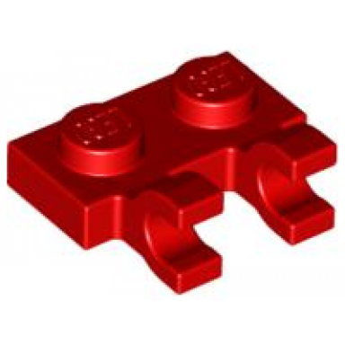 red plate modified 1 x 2 with 2 u clips horizontal grip