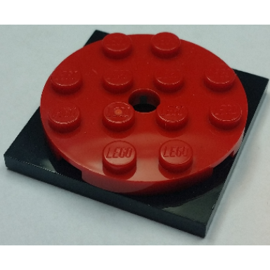 red turntable 4 x 4 x 2 3 with black square base free-spinning 60474 61485