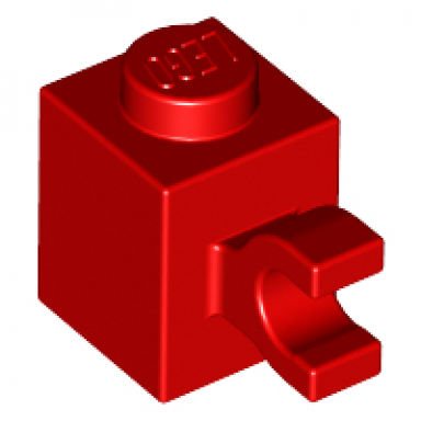 red brick modified 1 x 1 with clip horizontal grip
