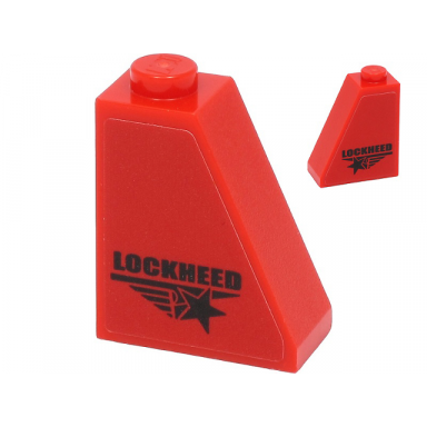 red slope 65 2 x 1 x 2 with black lockheed and lockheed logo pattern on both sides stickers - set 40450