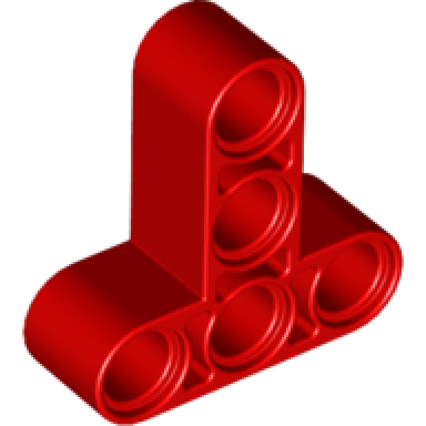 red technic liftarm modified t-shape thick 3 x 3