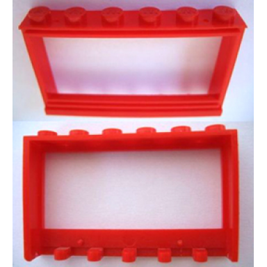 red window 1 x 6 x 3 panorama with solid studs no glass