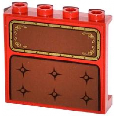 red panel 1 x 4 x 3 with side supports - hollow studs with seat cushion and headrest pattern sticker - set 79108