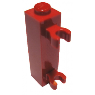 red brick modified 1 x 1 x 3 with 2 clips vertical grip - solid stud