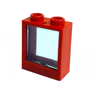 red window 1 x 2 x 2 flat front with trans-light blue glass 60592 60601