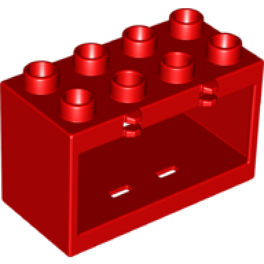 red duplo container box 2 x 4 x 2 with open sides undetermined type