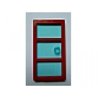 door 1 x 4 x 6 with 3 panes with molded trans-light blue glass with stud handle pattern