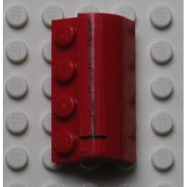 red slope curved 2 x 4 x 1 1 3 with 4 recessed studs with air intake pattern model left side sticker - set 8654