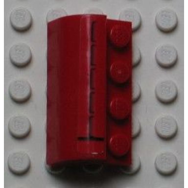 red slope curved 2 x 4 x 1 1 3 with 4 recessed studs with air intake pattern model right side sticker - set 8654