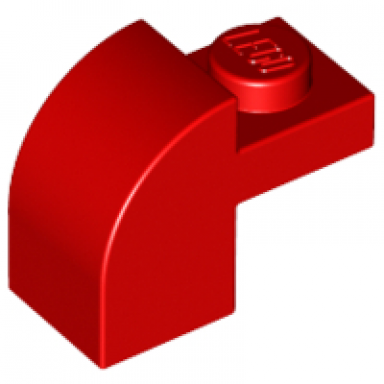 red slope curved 2 x 1 x 1 1 3 with recessed stud