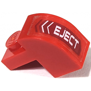 red slope curved 2 x 1 x 1 1 3 with recessed stud with white eject on dark red background pattern model left side sticker - set 7701