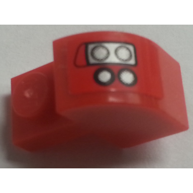 red slope curved 2 x 1 x 1 1 3 with recessed stud with 4 silver headlights on red background pattern model left side sticker - set 8153