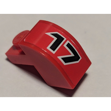 red slope curved 2 x 1 x 1 1 3 with recessed stud with number 17 pattern model left side sticker - set 8184