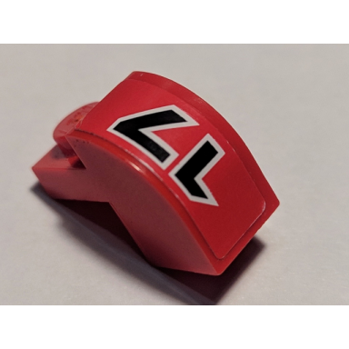 red slope curved 2 x 1 x 1 1 3 with recessed stud with number 17 pattern model right side sticker - set 8184