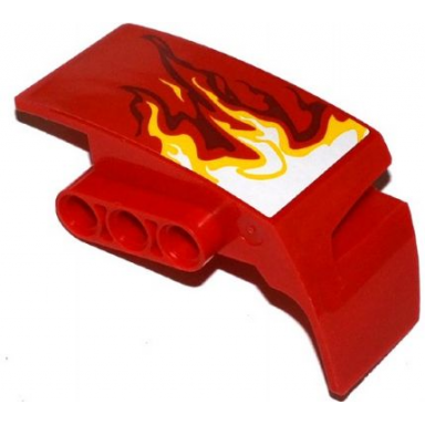 red technic panel car mudguard left with white yellow and dark red flames pattern sticker - set 70727