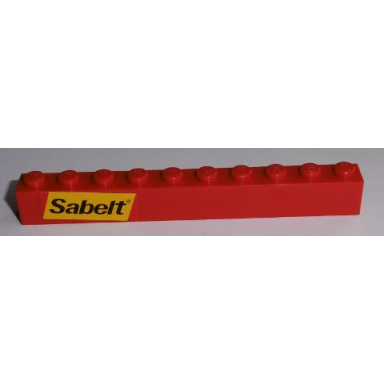 red brick 1 x 10 with black sabelt on yellow background pattern model left side sticker - set 8143