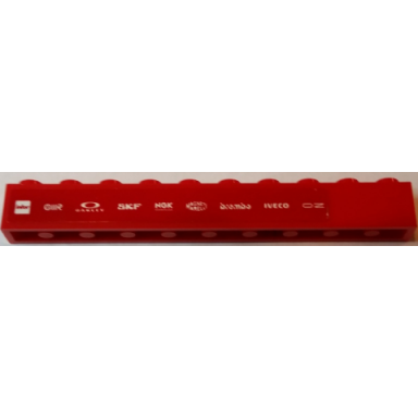 red brick 1 x 10 with infor oiir oakley skf ngk spark plugs magneti marelli brembo iveco and oz pattern sticker - set 75913