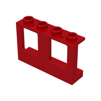 red window 1 x 4 x 2 plane single top hole and single bottom hole for glass