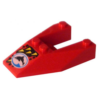 red wedge 6 x 4 cutout without stud notches with divers blue team logo pattern
