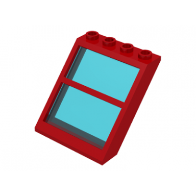 red window 4 x 4 x 3 roof with center bar and fixed trans-light blue glass