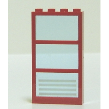 red window 1 x 4 x 6 with 3 panes with fixed trans-light blue glass with 4 white stripes pattern sticker - set 7892