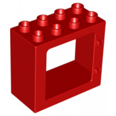 red duplo door window frame 2 x 4 x 3 flat front surface completely open back
