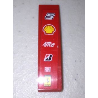 red slope curved 4 x 1 with number 5 and shell alice bridgestone fiat and ferrari logos pattern sticker - sets 8153 8155