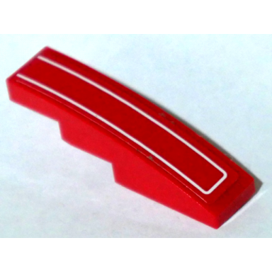 red slope curved 4 x 1 with white pinstripe pattern sticker - set 8057