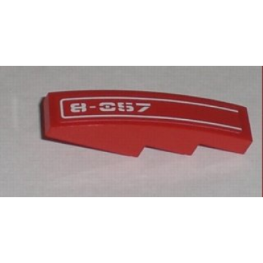 red slope curved 4 x 1 with white pinstripe and 8-057 pattern model left sticker - set 8057