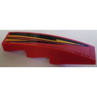 red slope curved 4 x 1 with curved flames pattern model right sticker - set 8898