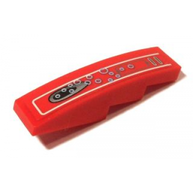 red slope curved 4 x 1 with vent hole and 14 bubbles pattern sticker - set 7976
