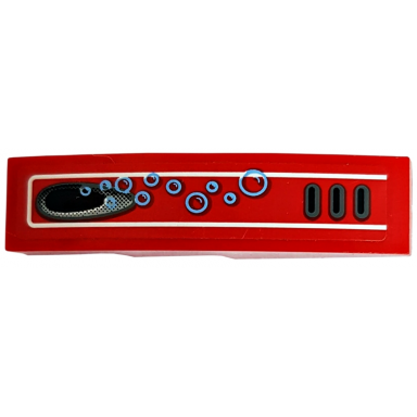 red slope curved 4 x 1 with vent hole and 11 bubbles pattern sticker - sets 8059 8079