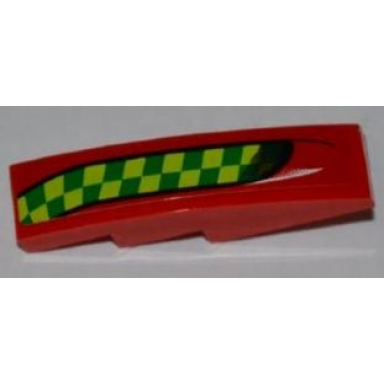 red slope curved 4 x 1 with lime and green checkered stripe pattern model right side sticker - set 7967