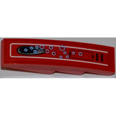 red slope curved 4 x 1 with vent hole 14 bubbles and black panel pattern sticker - set 7978