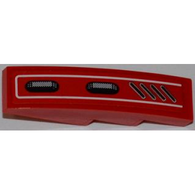 red slope curved 4 x 1 with 2 vent holes and diagonal vent grille pattern model left sticker - set 7978