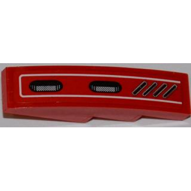red slope curved 4 x 1 with 2 vent holes and diagonal vent grille pattern model right sticker - set 7978