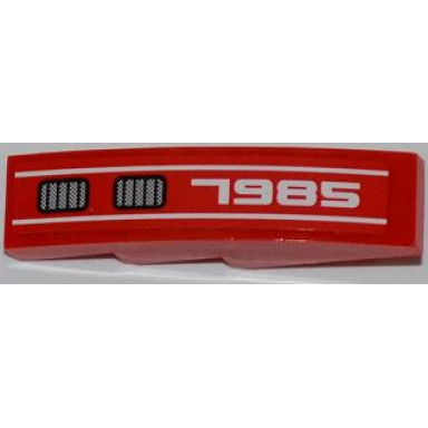 red slope curved 4 x 1 with white 7985 and double grille pattern model left sticker - set 7985