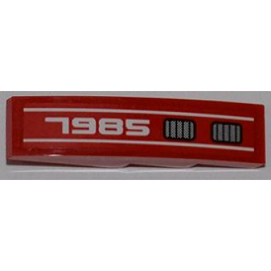 red slope curved 4 x 1 with white 7985 and double grille pattern model right sticker - set 7985