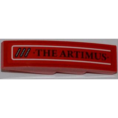 red slope curved 4 x 1 with the artimus and diagonal vent grille pattern model left sticker - set 7985