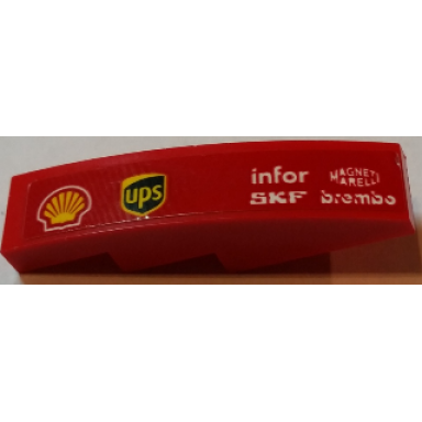 red slope curved 4 x 1 with magneti marelli brembo infor skf and ups and shell logos pattern model left side sticker - set 75913