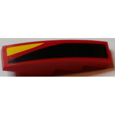 red slope curved 4 x 1 with black red and yellow stripes pattern model left side sticker - set 75908