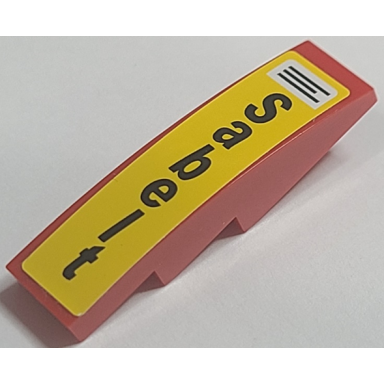 red slope curved 4 x 1 with black lines on white rectangle and sabelt on yellow background pattern sticker - set 8157