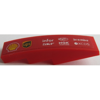 red slope curved 4 x 1 with magneti marelli brembo infor skf ups xcds ngk and shell logo pattern model left side sticker - set 75879