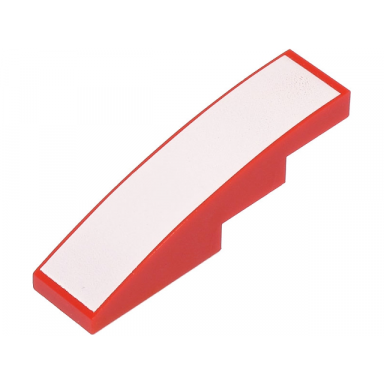 red slope curved 4 x 1 with white surface pattern