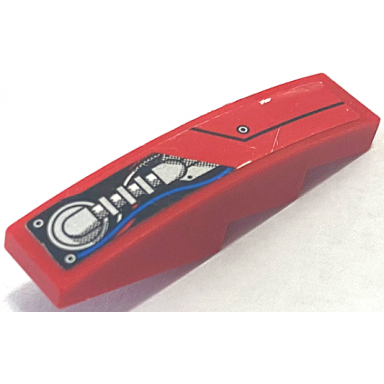 red slope curved 4 x 1 with blue wiring silver suspension and black line pattern model left side sticker - set 8863