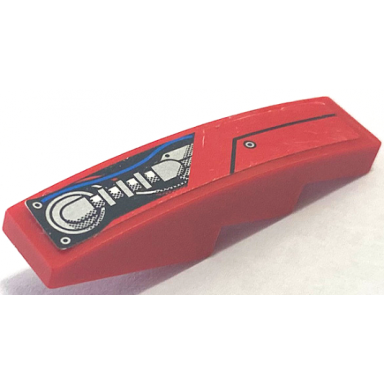 red slope curved 4 x 1 with blue wiring silver suspension and black line pattern model right side sticker - set 8863