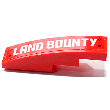 red slope curved 4 x 1 with white land bounty pattern model left side sticker - set 70677